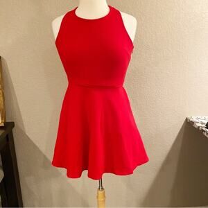 Francesca’s Criss-cross Back Skater Skirt Dress Red Size XS
